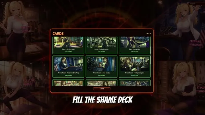 Official trailer frame showing the in-game cards collection screen.