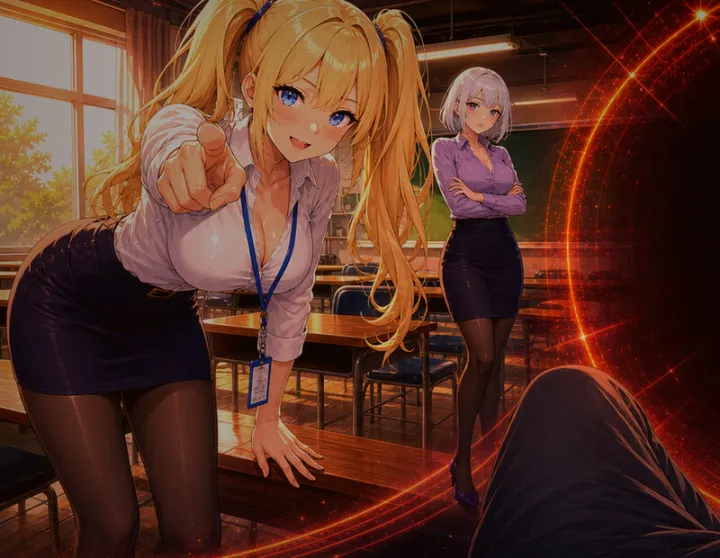 Official promotional art showing two witnesses looking toward the player in a classroom.