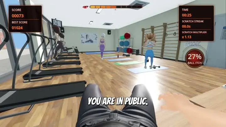 Official trailer frame showing the first-person game view and score display.